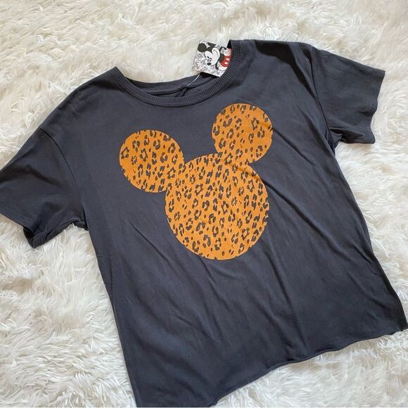 Disney’s Mickey Mouse Leopard Print Crop Top - Picture 1 of 3